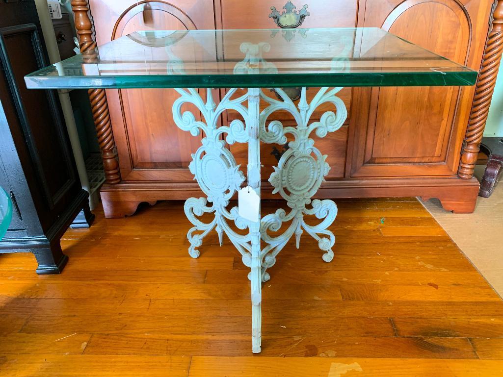 Interesting, Wrought Iron Base with Square, Glass Top