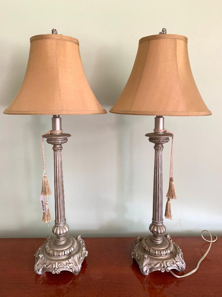 Pair of Contemporary Candlestick Lamps, Working