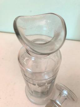 Etched Vinager Oil Bottle with Glass Stopper