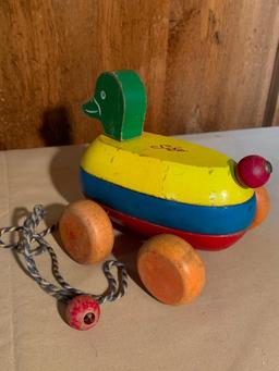 Vintage, Wood Pull Duck by Sifo, 5" Tall