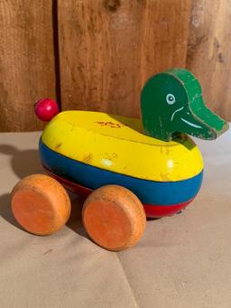 Vintage, Wood Pull Duck by Sifo, 5" Tall