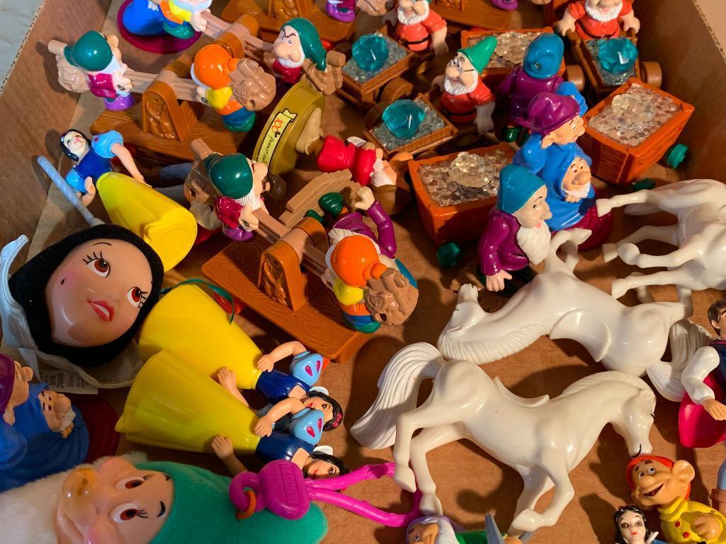 Group of Disney Snow White Toys and Some White Horses