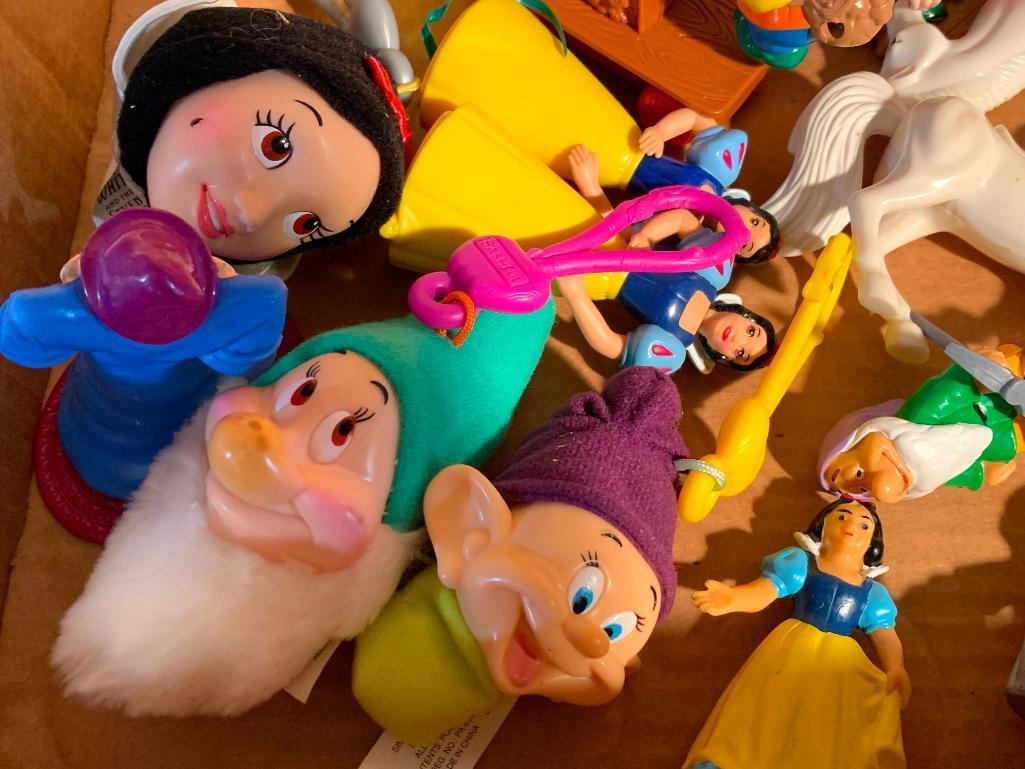 Group of Disney Snow White Toys and Some White Horses