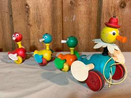 Vintage Wood, Fisher Price, Duck, Pull Toy, 13" Long