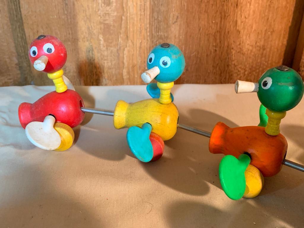 Vintage Wood, Fisher Price, Duck, Pull Toy, 13" Long