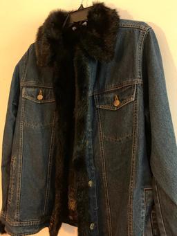 Dennis Basso Size Extra Small, Denim with Faux Fur Collar and Liner