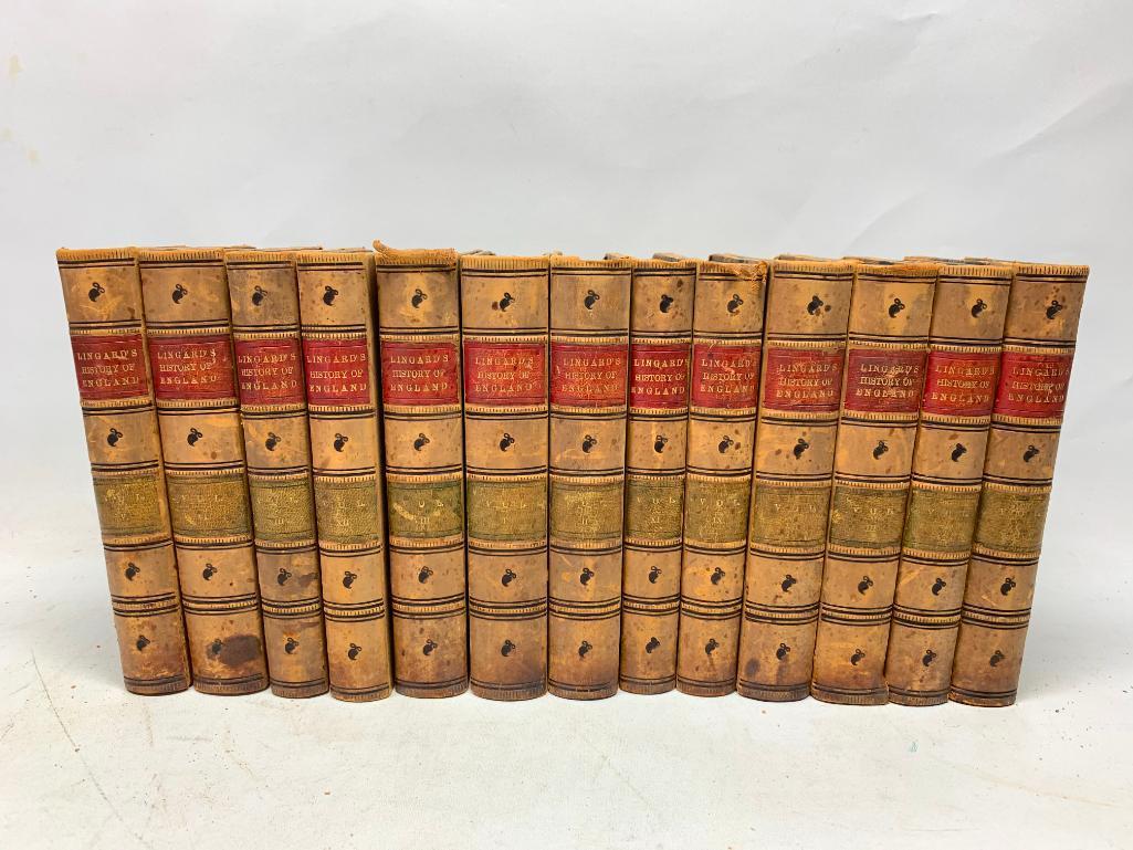 John Lingard. The History of England, NY; O'Shea, 1862. Thirteen Volumes, Bound in 3/4" Leather