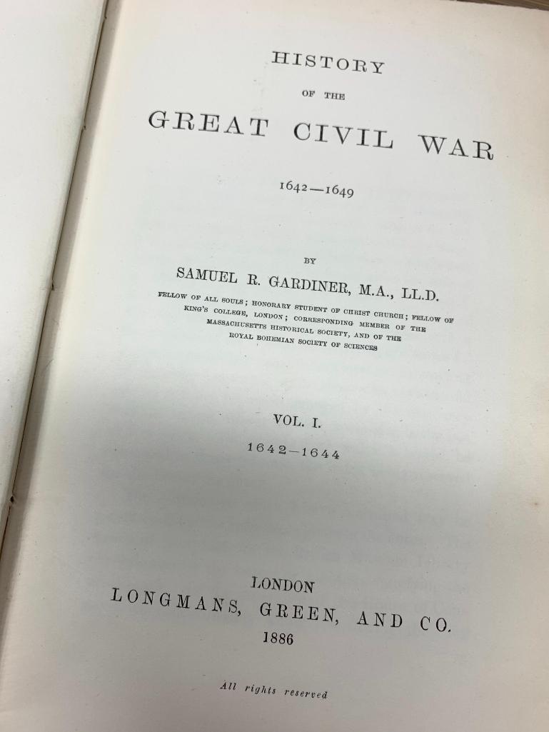 Samuel Gardiner. History of the Great Civil War. London: 1886, Three Volumes