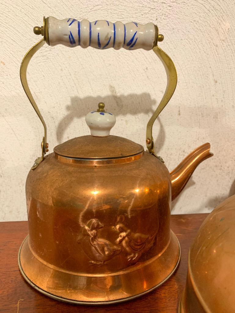 4 Copper Tea Pots as Pictured