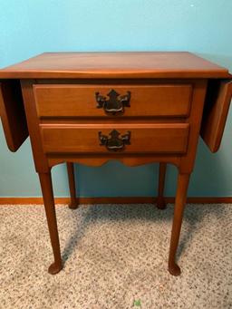 Wood, Double Drop Leaf Stand with Two Drawers