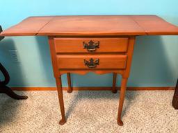 Wood, Double Drop Leaf Stand with Two Drawers