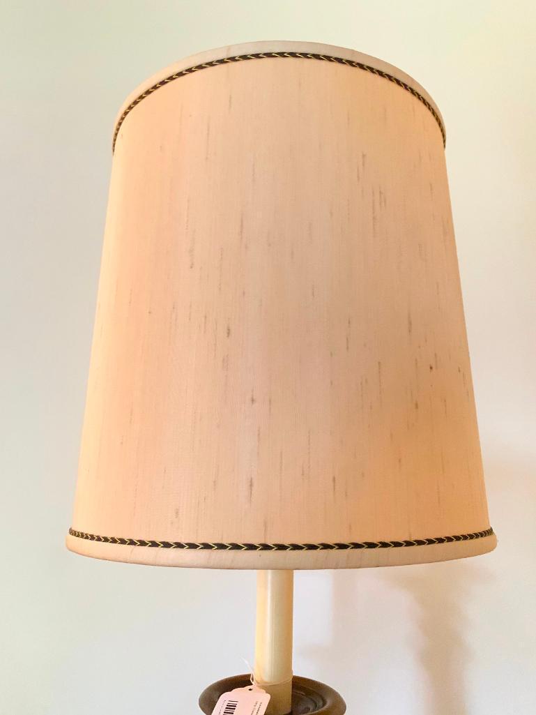 Vintage, Pine, Floor Lamp with Table Section and Cup Holders