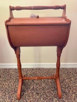 Vintage, Wood Sewing Stand with Sewing Items Still in It