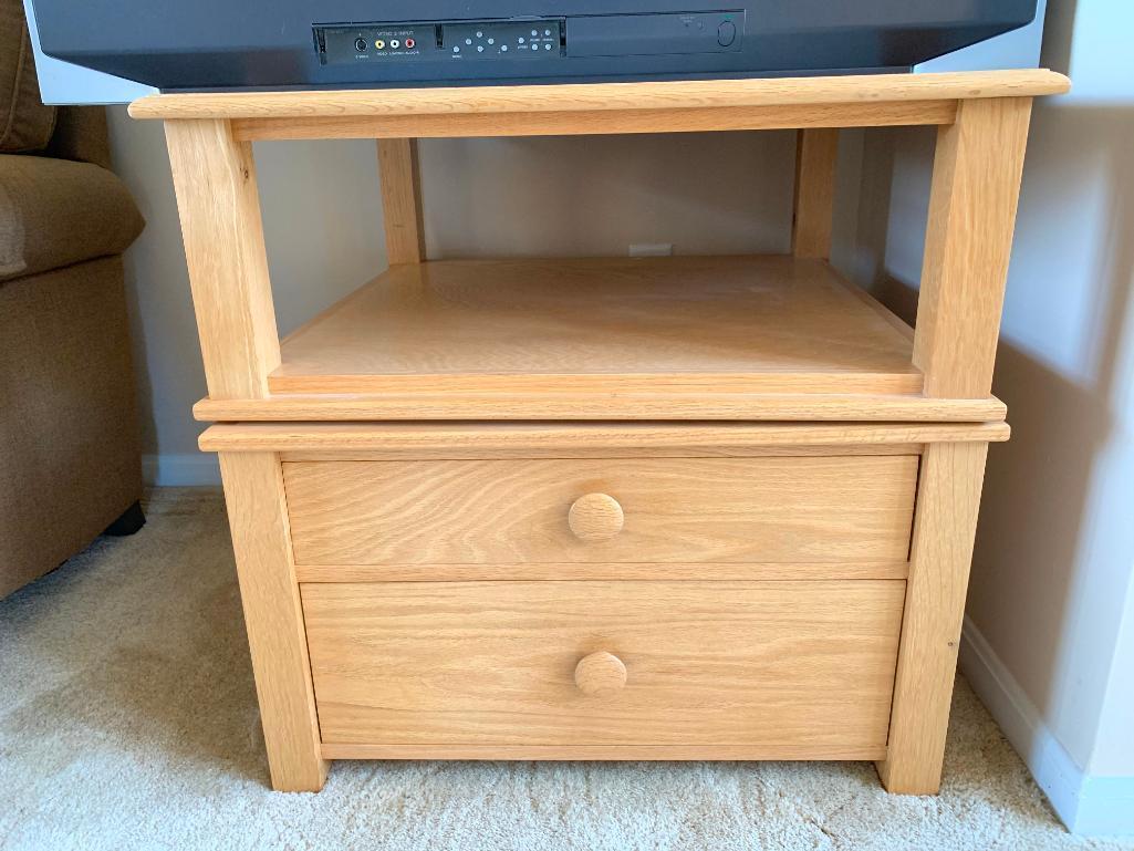 Wood, Carrousel End Table/Entertainment Unit