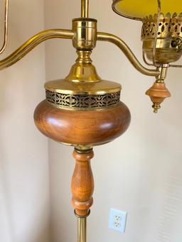 Vintage, Wood and Brass, Floor Lamp