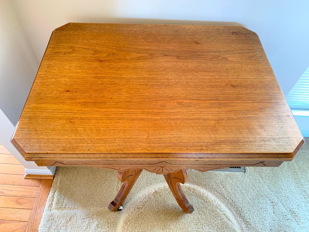 Antique Lamp Table with Porcelain Casters