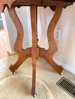 Antique Lamp Table with Porcelain Casters