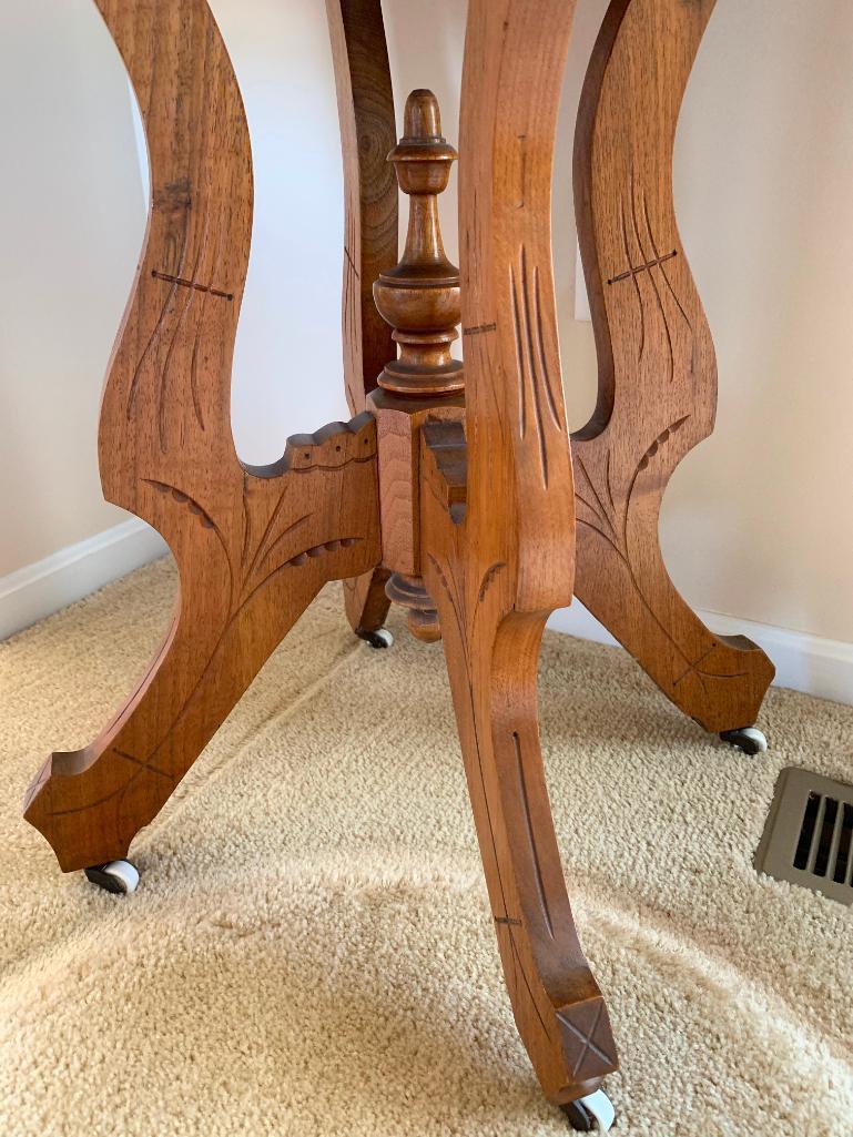 Antique Lamp Table with Porcelain Casters