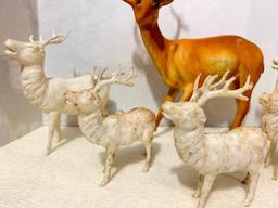 Lot of 7 Vintage Plastic Reindeer
