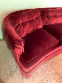 Henredon, Red, Crushed Velvet Sofa