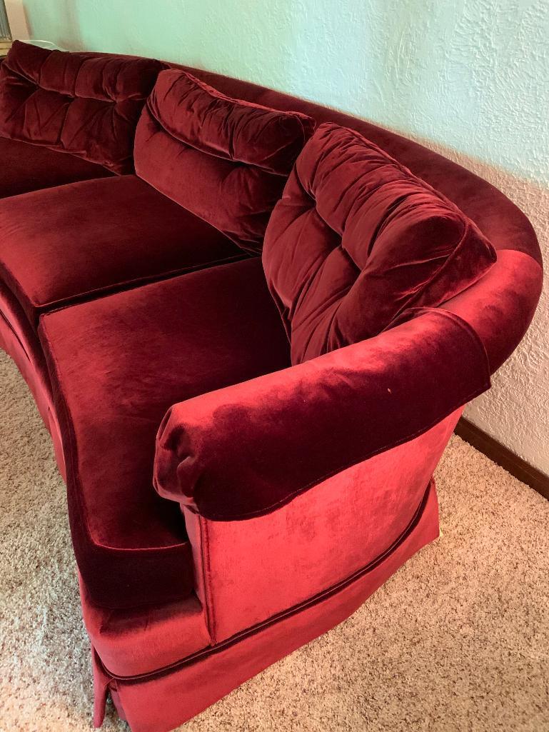 Henredon, Red, Crushed Velvet Sofa