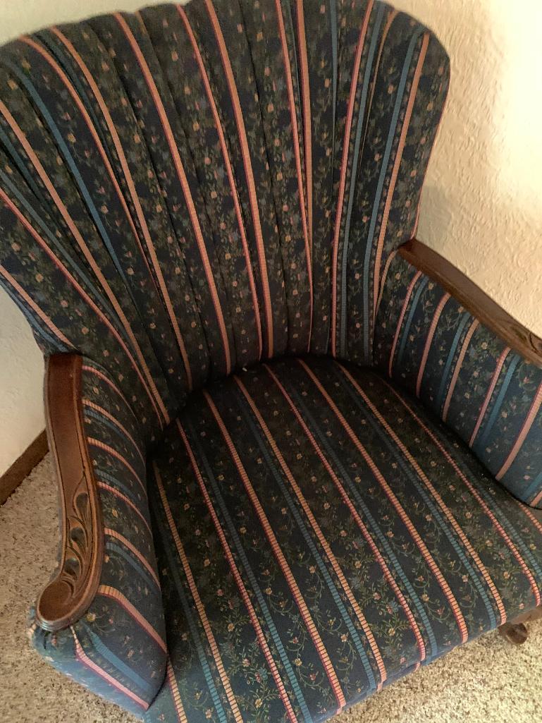 Vintage, Wingback Chair with Carved Arms and Legs