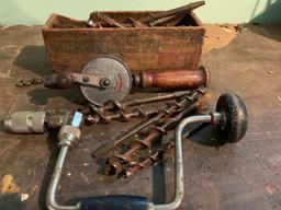 Antique Brace and Bit; Drill and Bits as Pictured