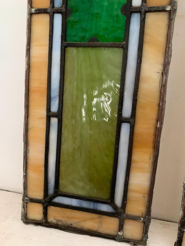 Pair of Candle Style Stained Glass Windows