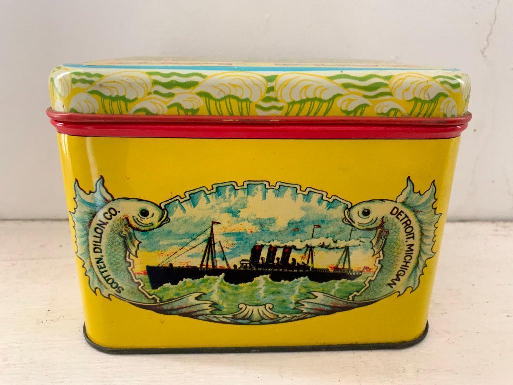 Vintage, Oceanic Cut Plug Tobacco Tin, Detroit MI