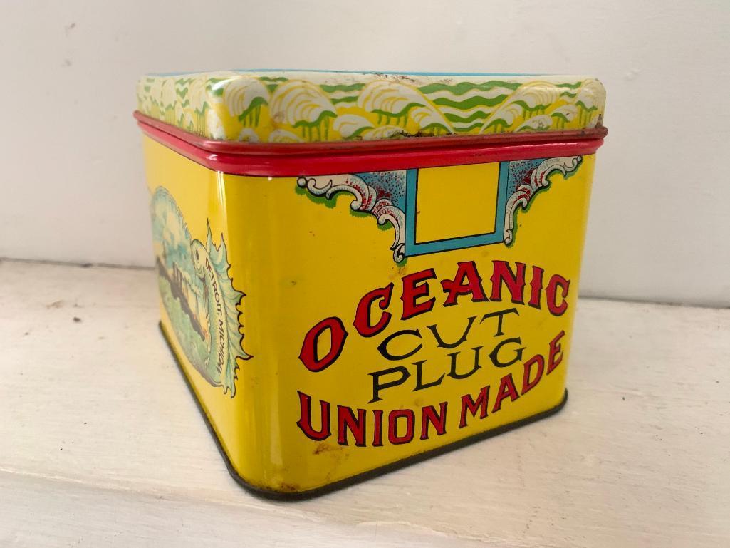 Vintage, Oceanic Cut Plug Tobacco Tin, Detroit MI