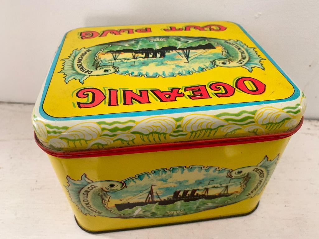 Vintage, Oceanic Cut Plug Tobacco Tin, Detroit MI