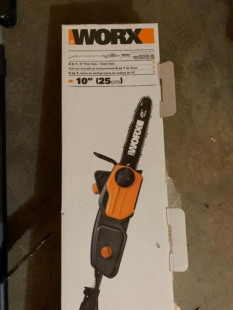 Works, 10" Electric Chain Saw, Pole Saw with Box