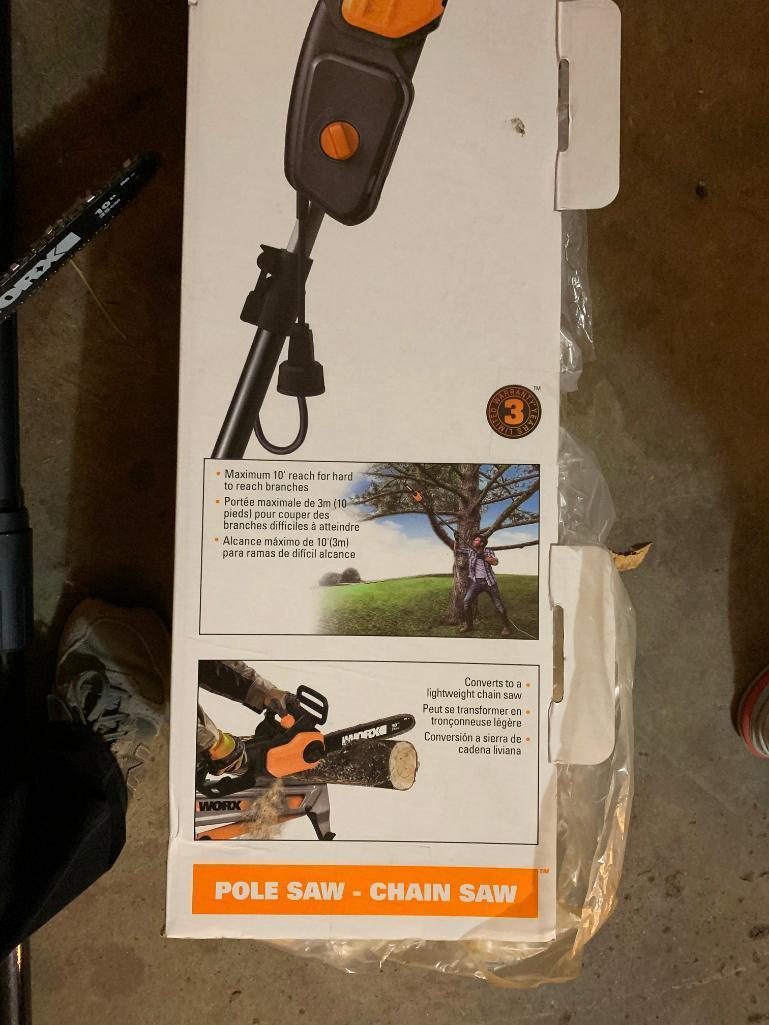 Works, 10" Electric Chain Saw, Pole Saw with Box