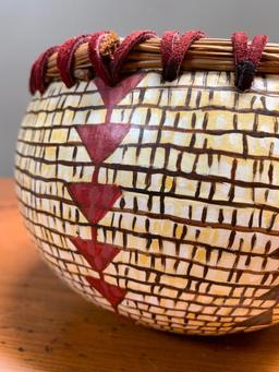 Washo Style, Gourd, Indian Basket Painted by Andrea Parrott