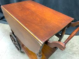 Vintage Mahogany Drop Leaf Tea Cart