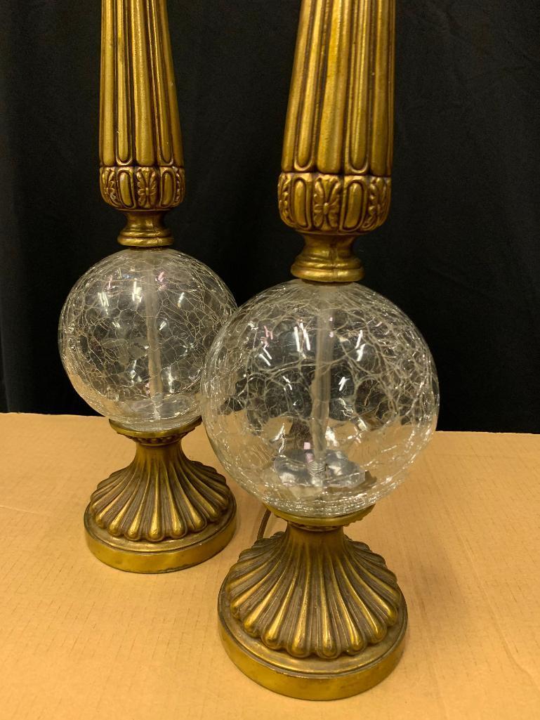 Pair of Mid Century Modern Crackle Glass Detail