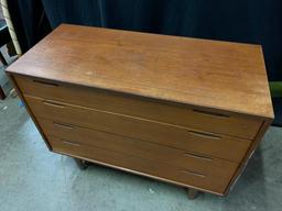 Mid Century Modern, Teak, Chest of Drawers with Vanity/Desk Top Drawer Marked "Furniture Makers