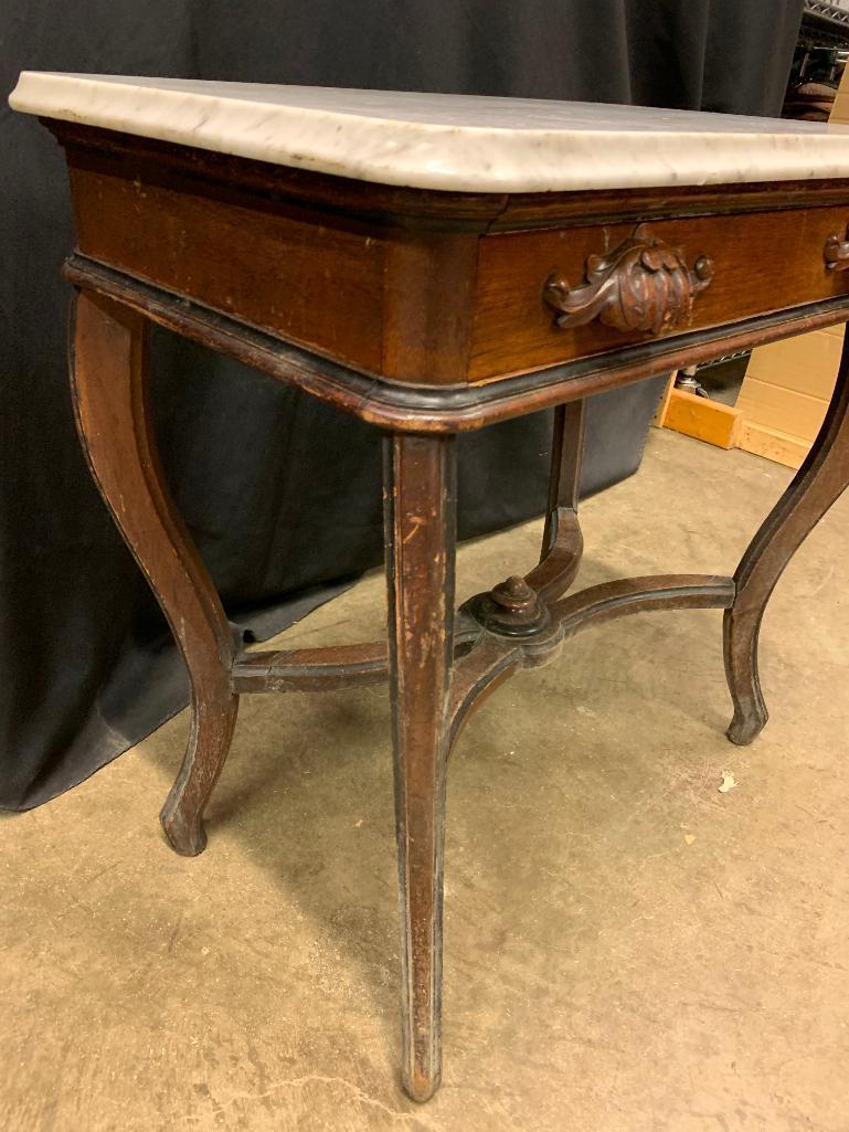 Antique, Marble Top, Ladies Desk With Victorian Accents