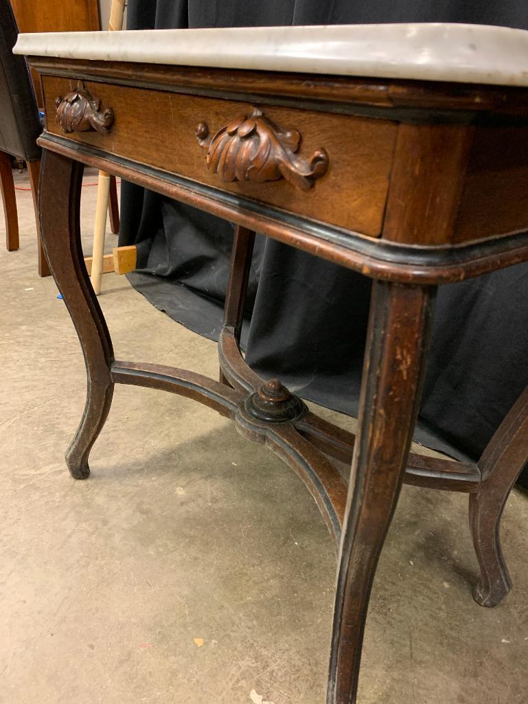 Antique, Marble Top, Ladies Desk With Victorian Accents