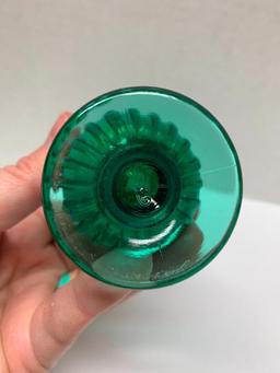 Small Green Fluted Vase 7" Tall