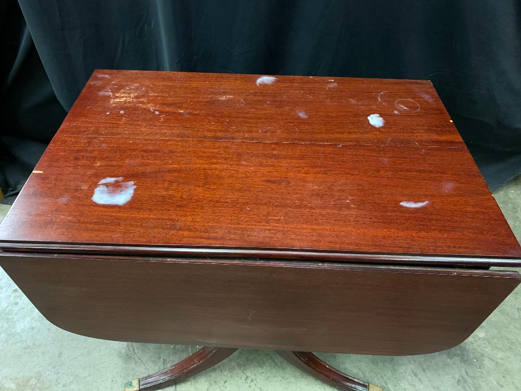 Mahogany, Duncan Fife Drop Leaf Table, The Top has Heat, Water Ring, Scratches, and Chips Damage