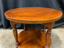 Round, Solid Wood Side Table 24" Tall x 28" Diameter