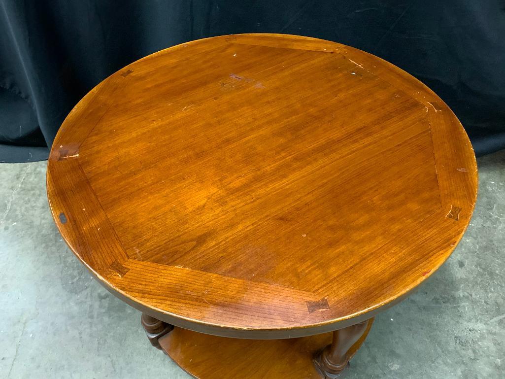 Round, Solid Wood Side Table 24" Tall x 28" Diameter