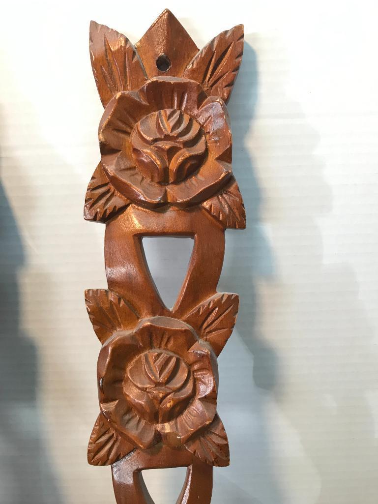 Three, Large Hand Carved Utensils