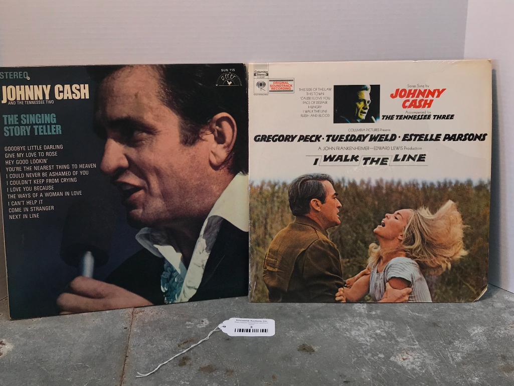 Two Johnny Cash 33 RPM Records as Pictured