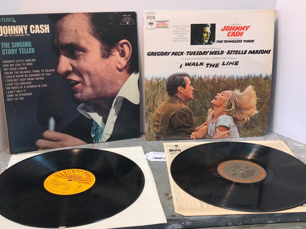 Two Johnny Cash 33 RPM Records as Pictured