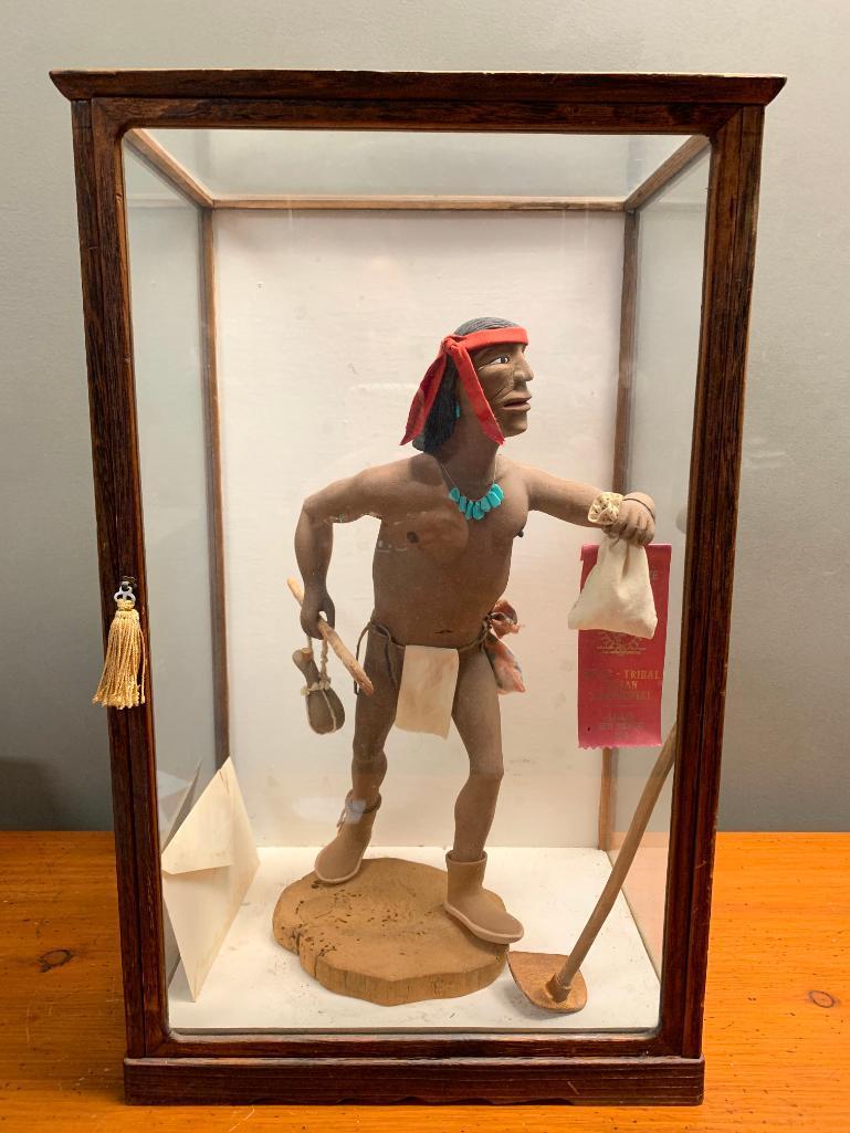 Native American Carved Wood Figure by Wilfred Tewawina