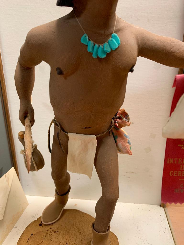 Native American Carved Wood Figure by Wilfred Tewawina