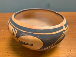 Native American Pottery Vase/Bowl, 3" Tall, Some Chipping on Top Edge of Rim