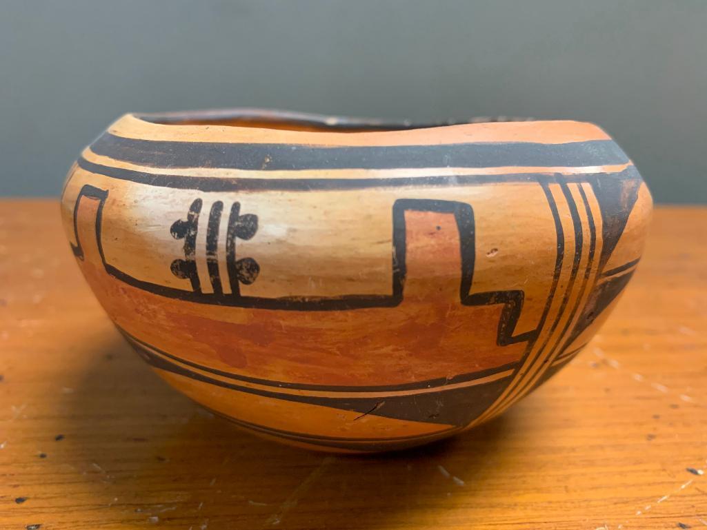 Native American Pottery Vase/Bowl, 3" Tall, Some Chipping on Top Edge of Rim